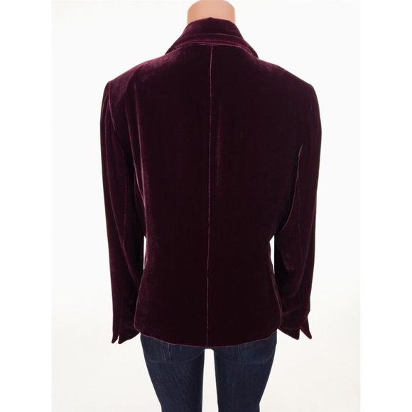 LAFAYETTE 148 M Classic Velvet Jacket in Maroon Silk Blend Holiday - Picture 6 of 8